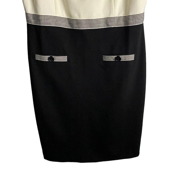 Talbots Women's Cream/Black Rayon Blend Sleeveless Midi Dress - Picture 3 of 7